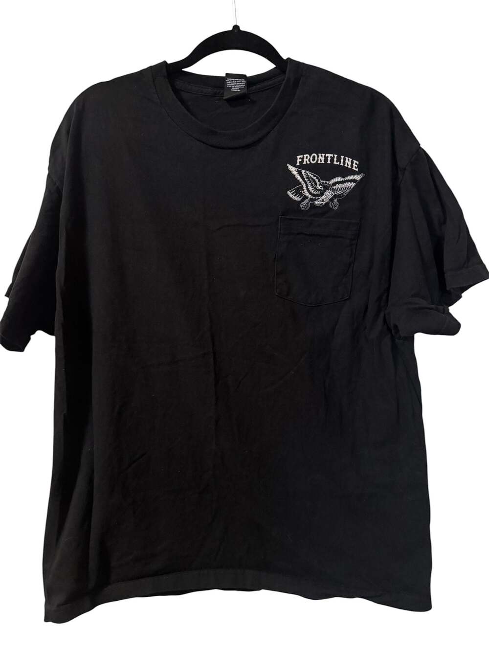 Hanes Beefy-T Frontline Oceanside CA Eagle Graphic Pocket T-Shirt